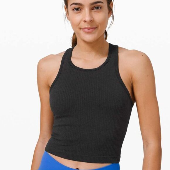 Lululemon Ebb To Street Racerback Crop Tank - 12 Black - Picture 1 of 6